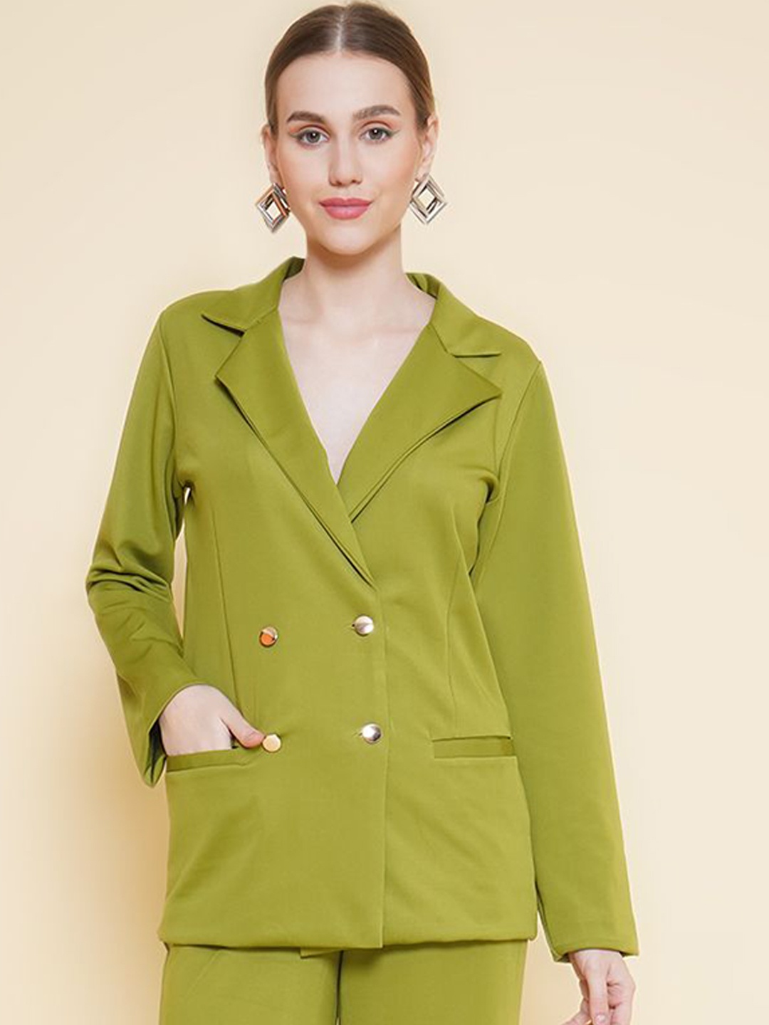 

BAESD Front Buttoned Double Breasted Blazers, Green