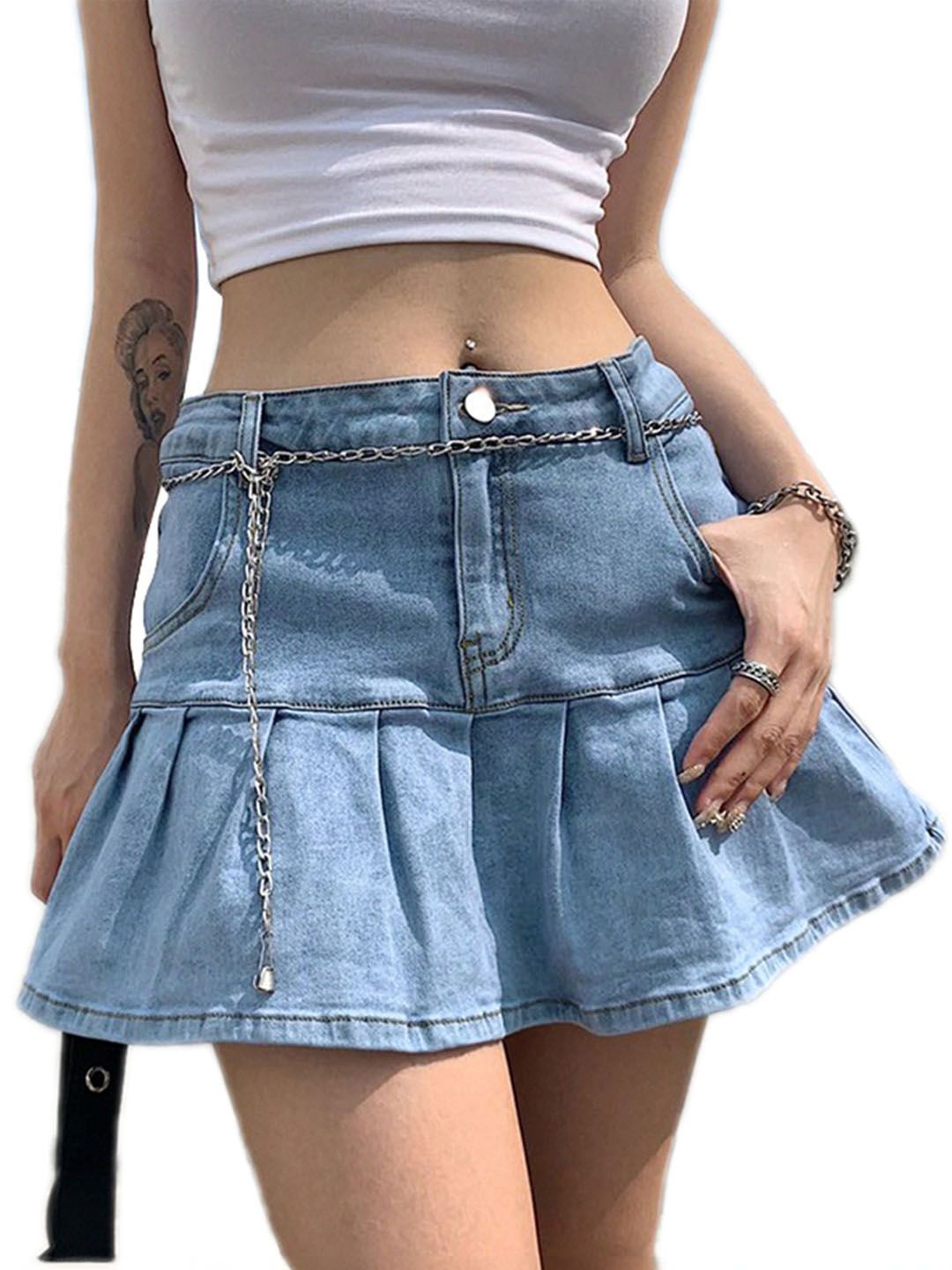 

StyleCast A-Line Mini Denim Skirt, Blue