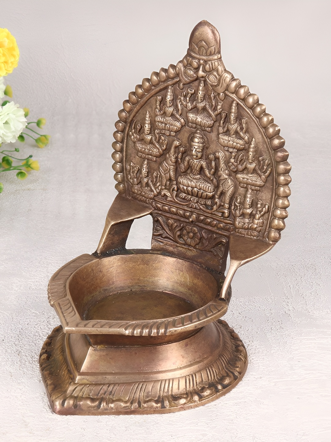 

Indianshelf Bronze-Toned Gajalakshmi Idol Brass Diya Pooja Essentials