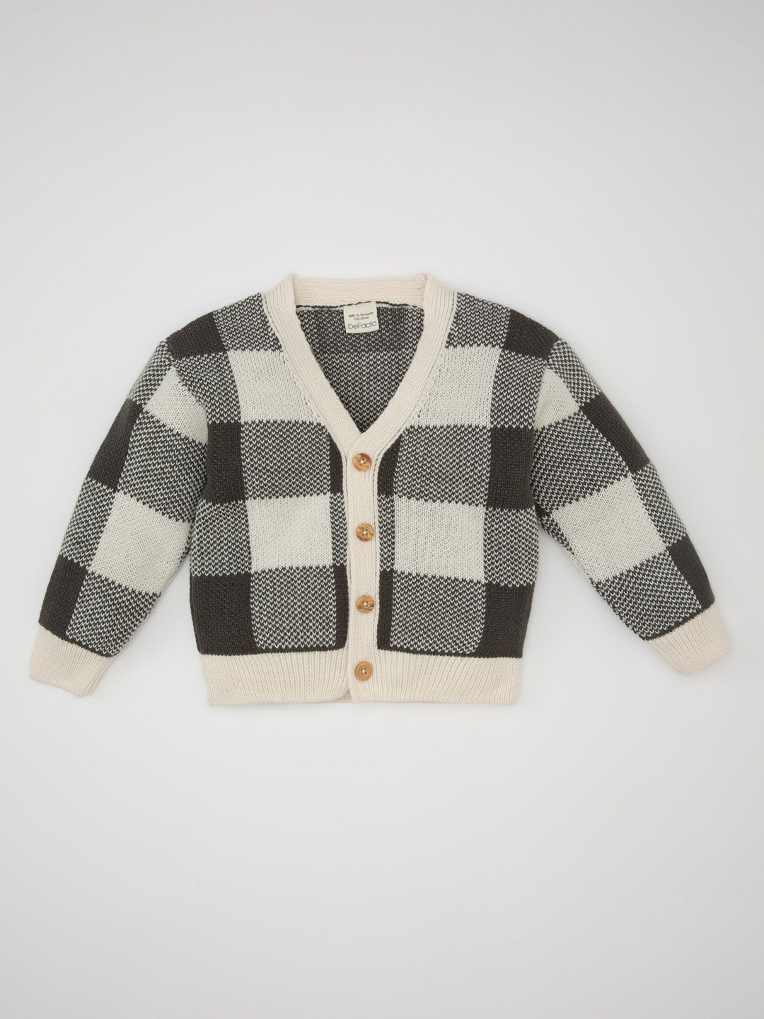 

DeFacto Boys Checked Cardigan, Beige