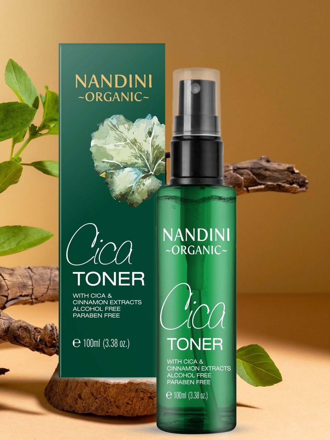 

Nandini Organic Cica Face Toner Hydrates & Calms Your Skin-100ml, Green