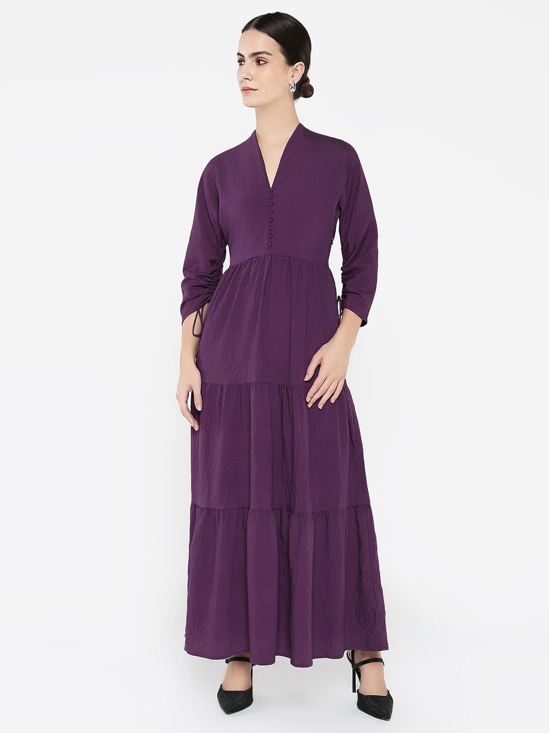 

RAREISM Kimono Women Sleeve Fit & Flare Maxi Dress, Purple