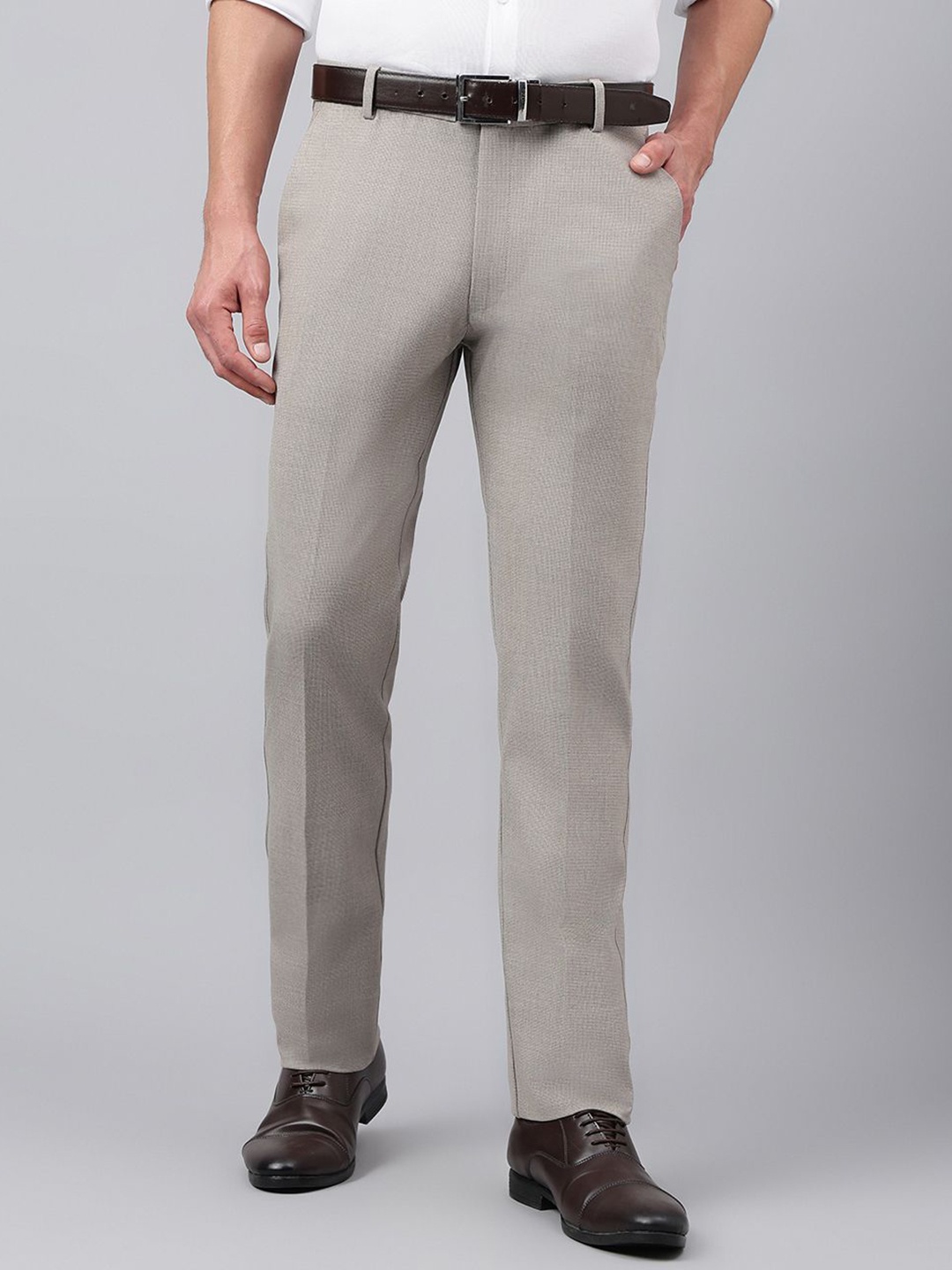 

Richlook Men Smart Regular Fit Trousers, Grey