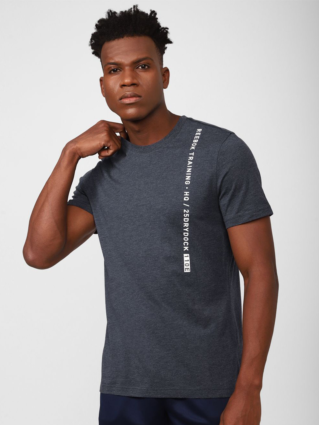 

Reebok FND Printed Jersey Tee, Navy blue