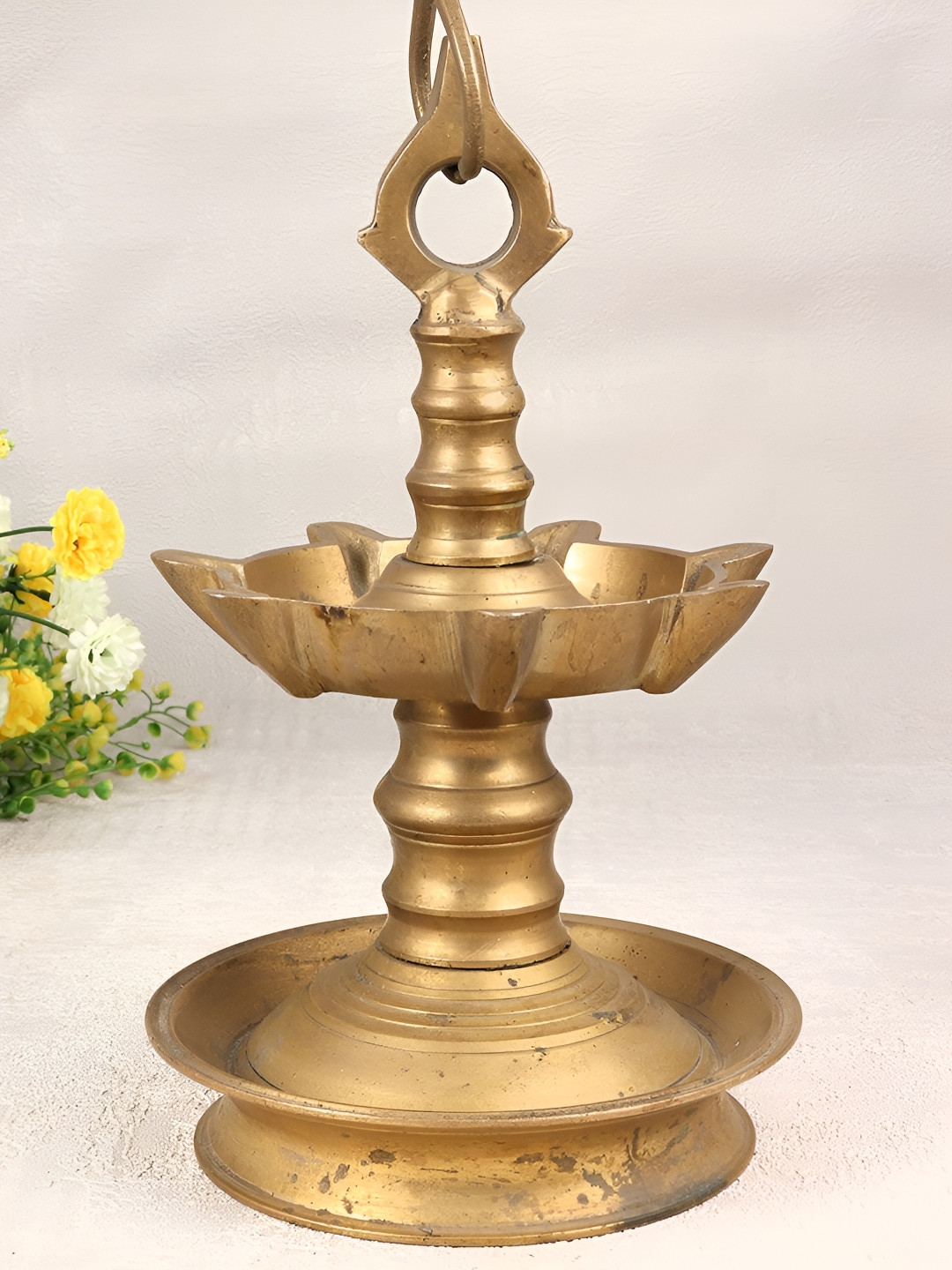 

Indianshelf GoldToned and Black Brass Diwali Hanging Pooja Diya, Gold