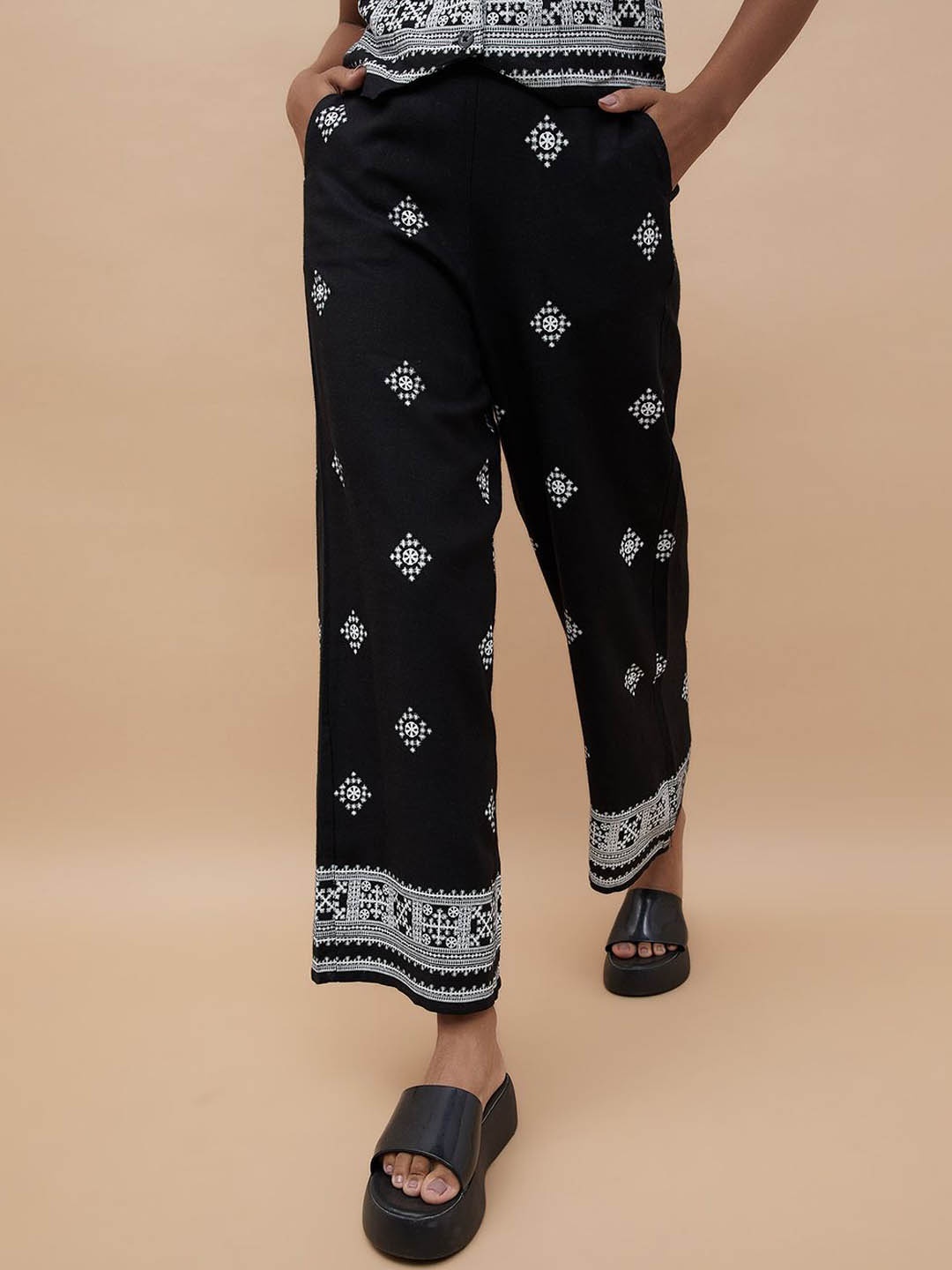 

Fame Forever by Lifestyle Women Ethnic Motifs Trousers, Black