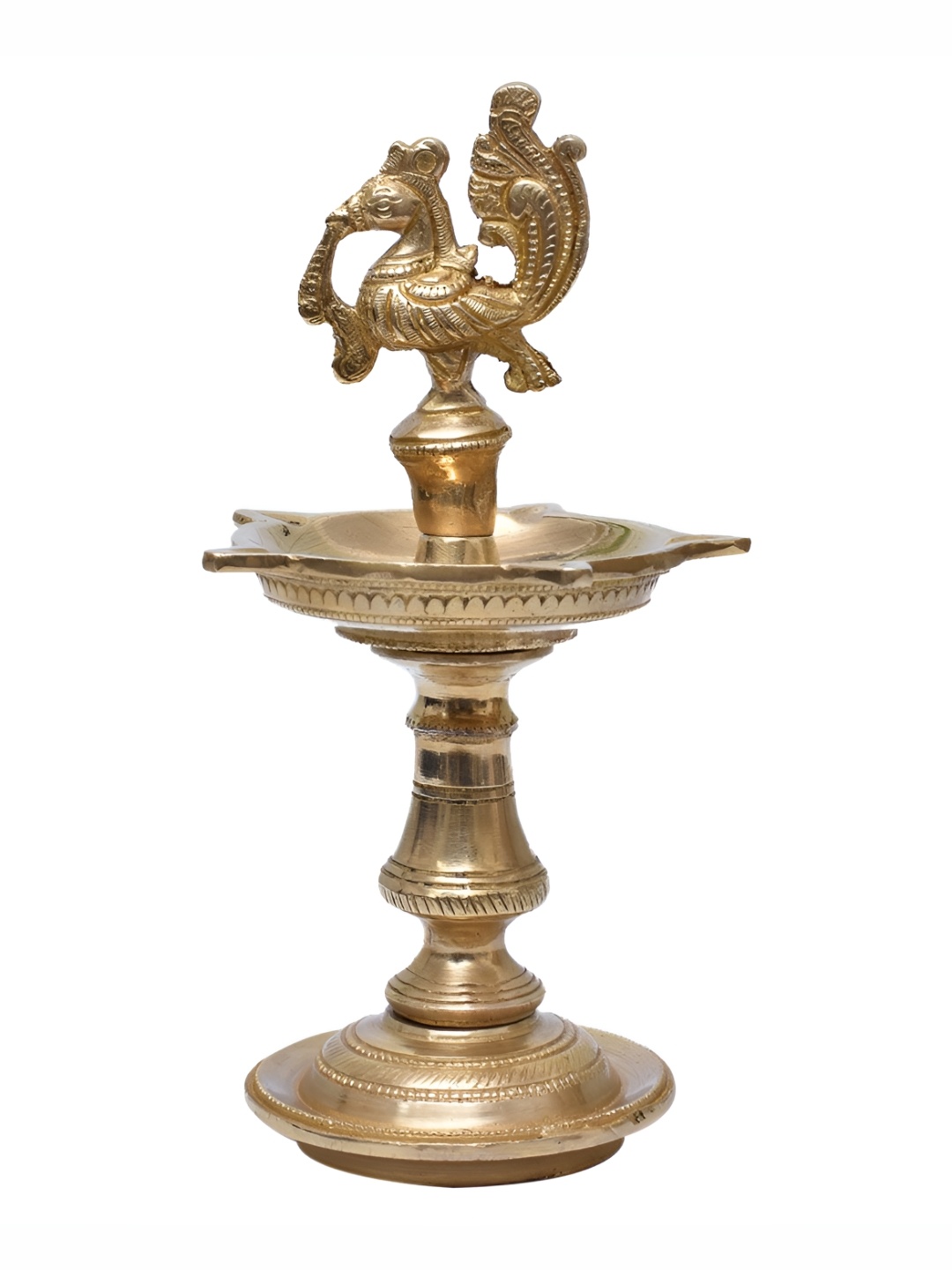 

Indianshelf Gold-Toned Textured Peacock Deep Diya