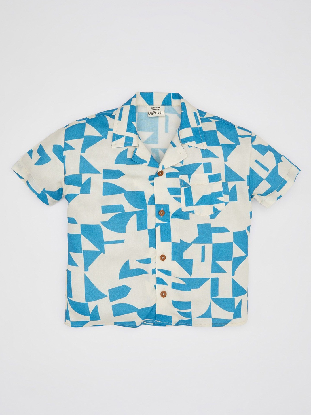 

DeFacto Boys Cuban Collar Abstract Printed Casual Shirt, White