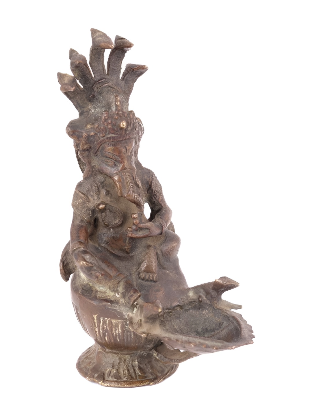 

Indianshelf Bronze-Toned Ganesha Brass Diya Pooja Essentials