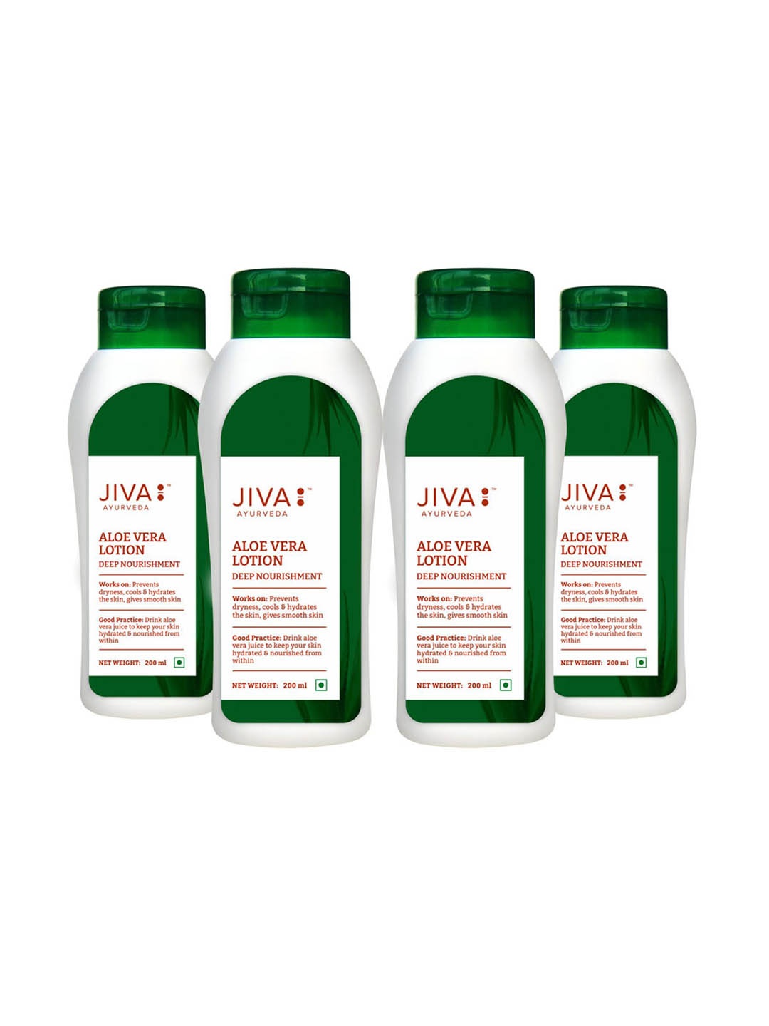 

Jiva Set Of 4 Aloe Vera Lotion For Deep Moisturization - 200 ml Each, White