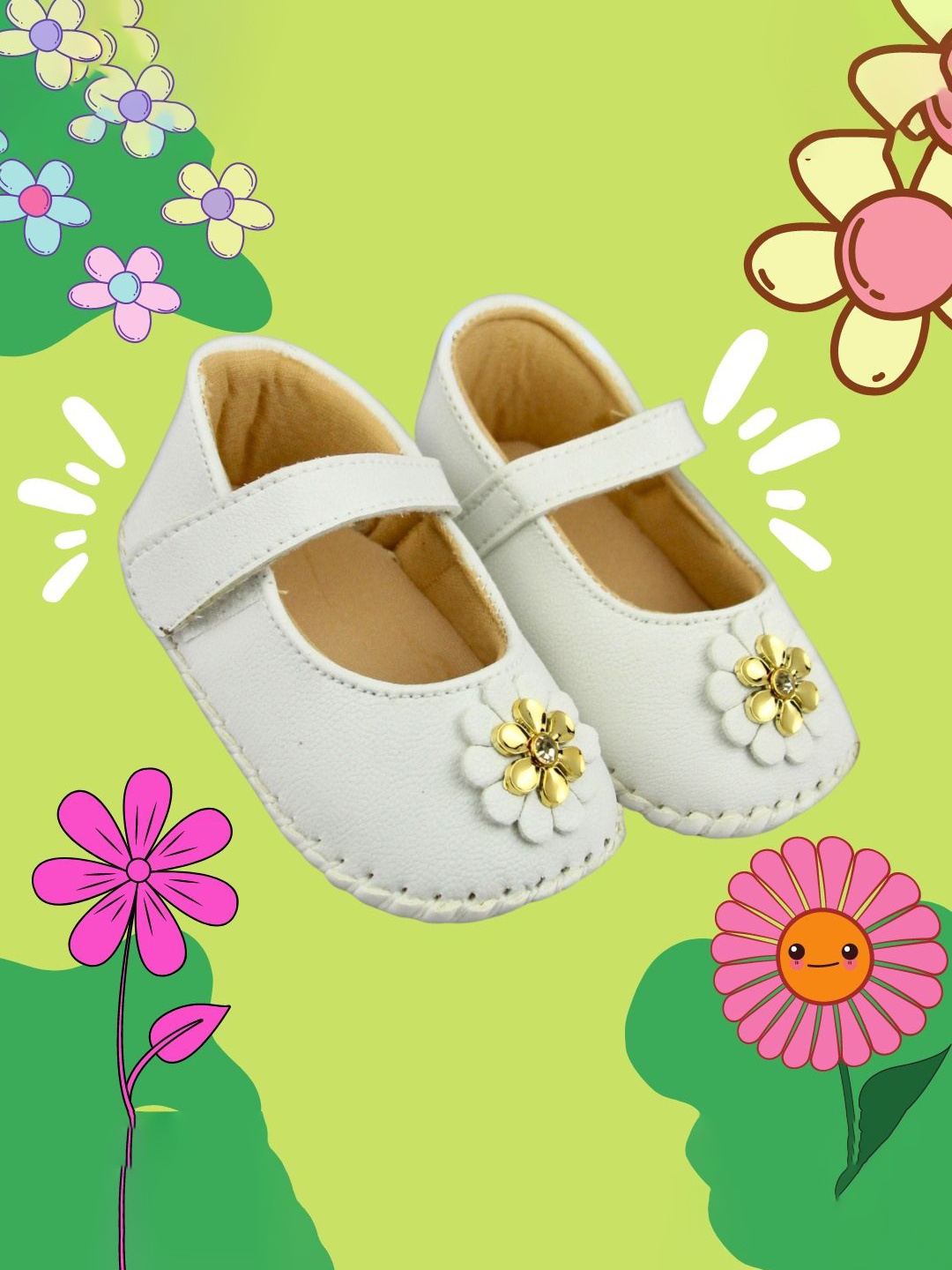 

NESKA MODA Girls Embellished Ballerinas Flats, White