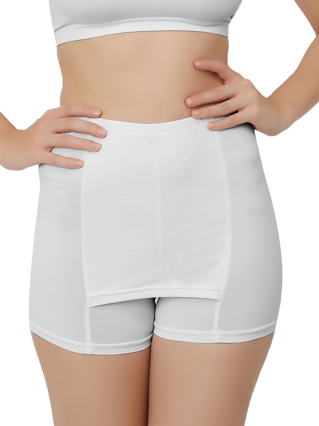 

Bella Voste Women Front Double Layer Stretchable Boy Shorts Briefs, White