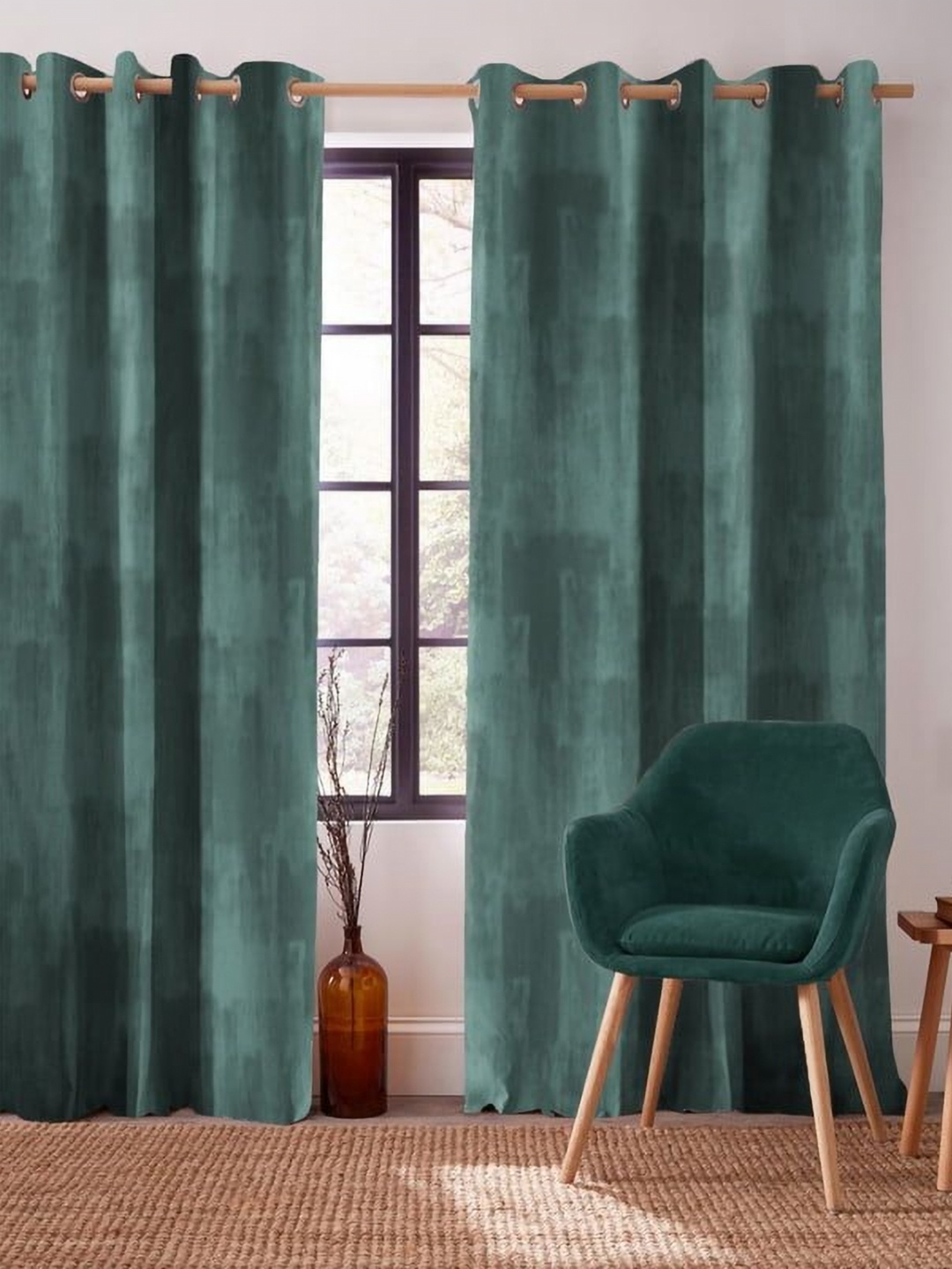 

CASABLEU Sea Green Abstract Printed Premium BlackOut Long Door Curtain