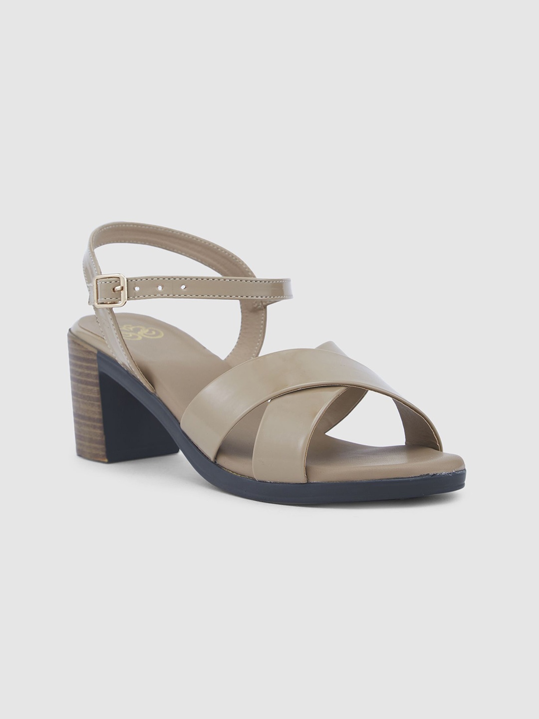 

Sole To Soul Women Textured Block Sandals with Buckles, Beige