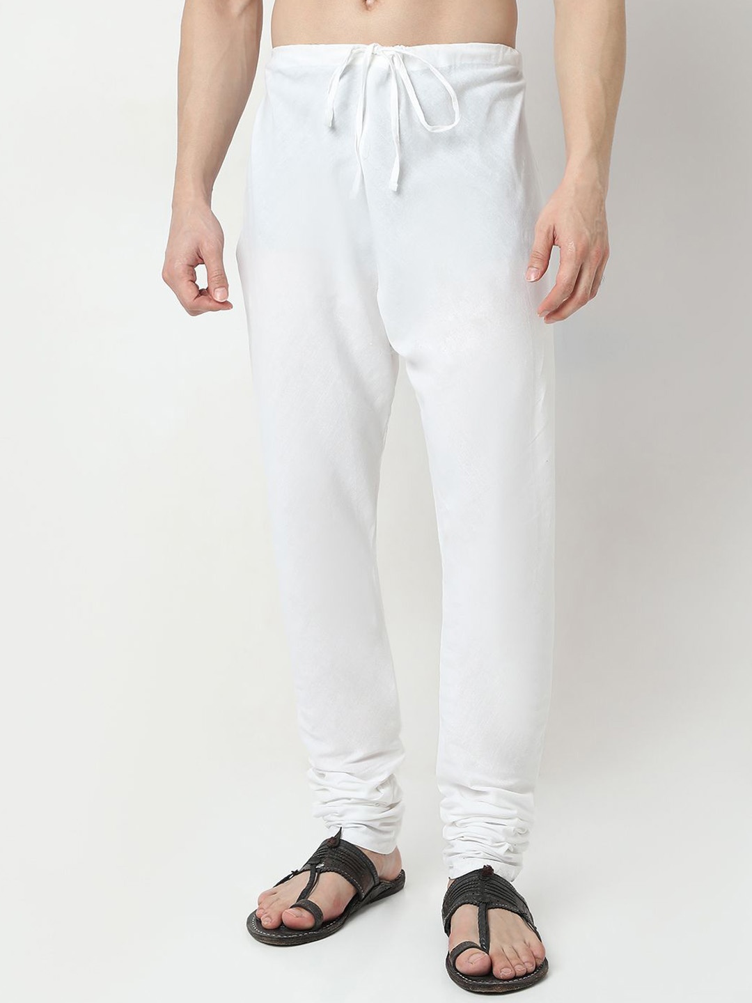 

Ethnicity Men Cotton Mid Rise Slim-Fit Churidar, White