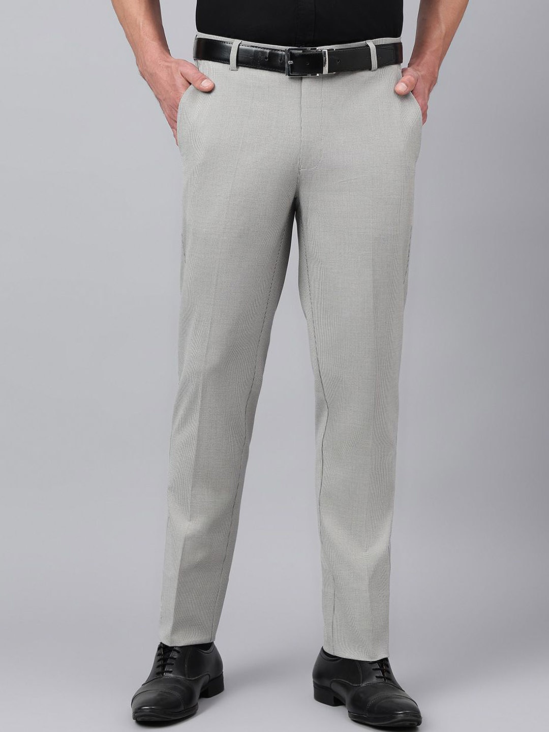 

Richlook Men Smart Regular Fit Formal Trousers, Grey