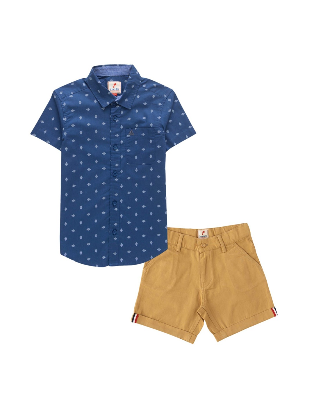

JusCubs Boys Printed Shirt with Shorts, Blue