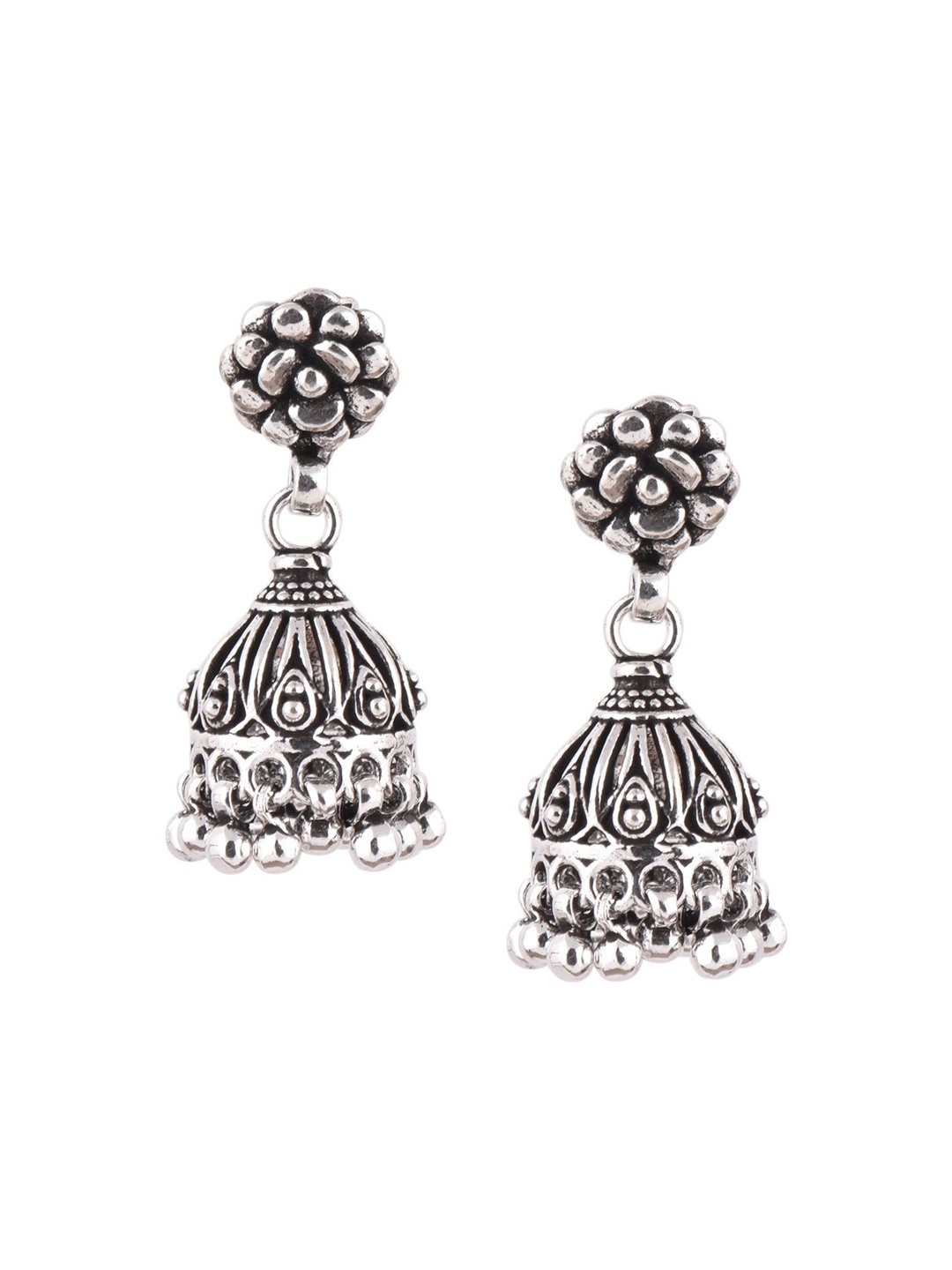 

Indianshelf 92.5 Sterling Silver Dome Shape Jhumkas