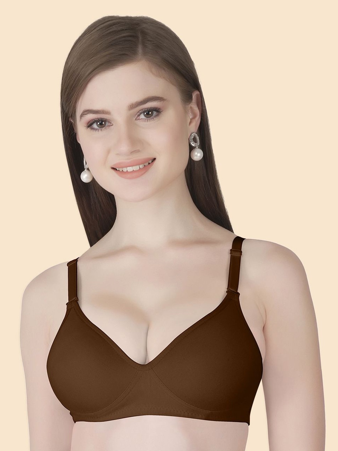 

Joomie Full Coverage Lightly Padded T-shirt Bra, Coffee brown