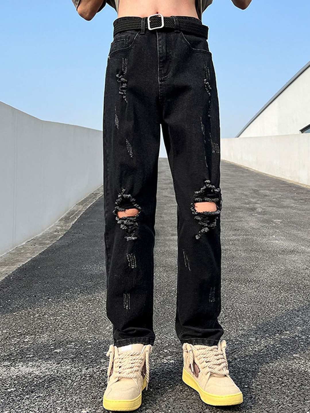 

StyleCast Men Highly Distressed Ripped Jeans, Black