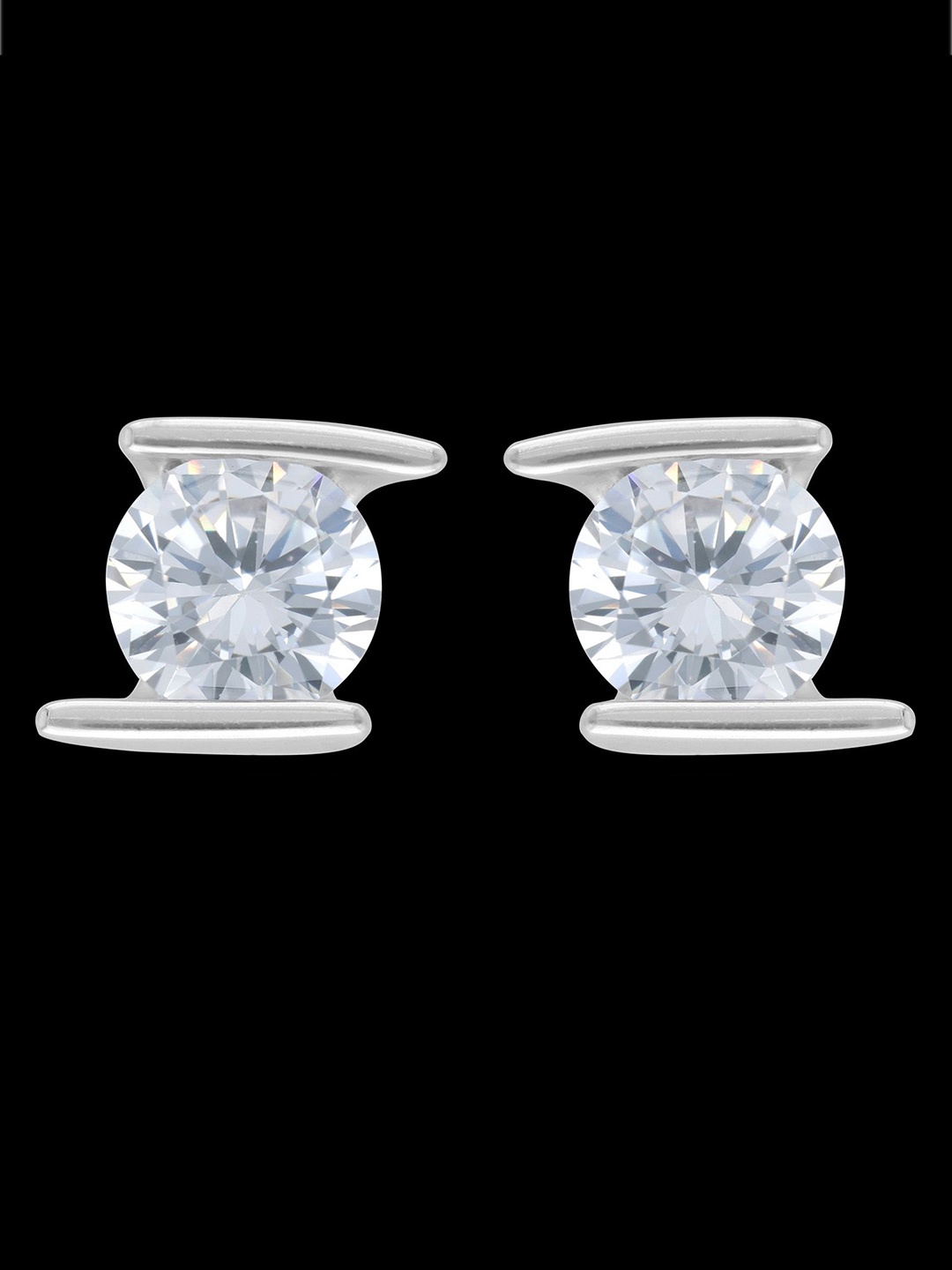 

DEESSA 925 Sterling Silver Rhodium-Plated Contemporary Studs Earrings