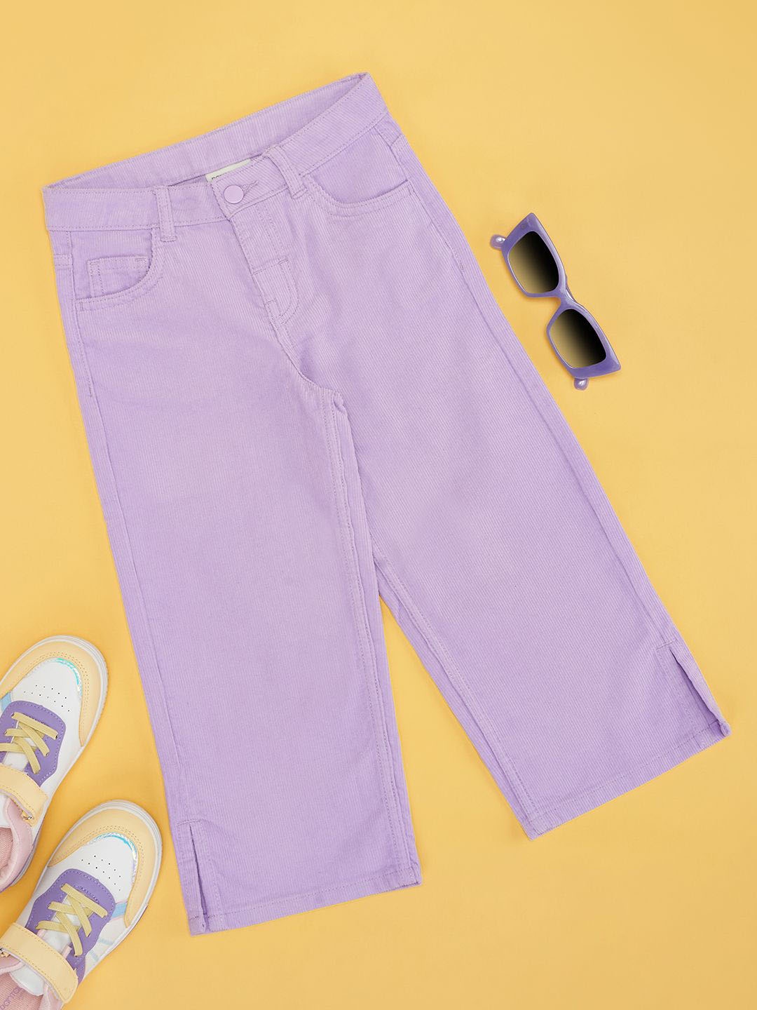 

Pantaloons Junior Girls Flared Cotton Trousers, Lavender