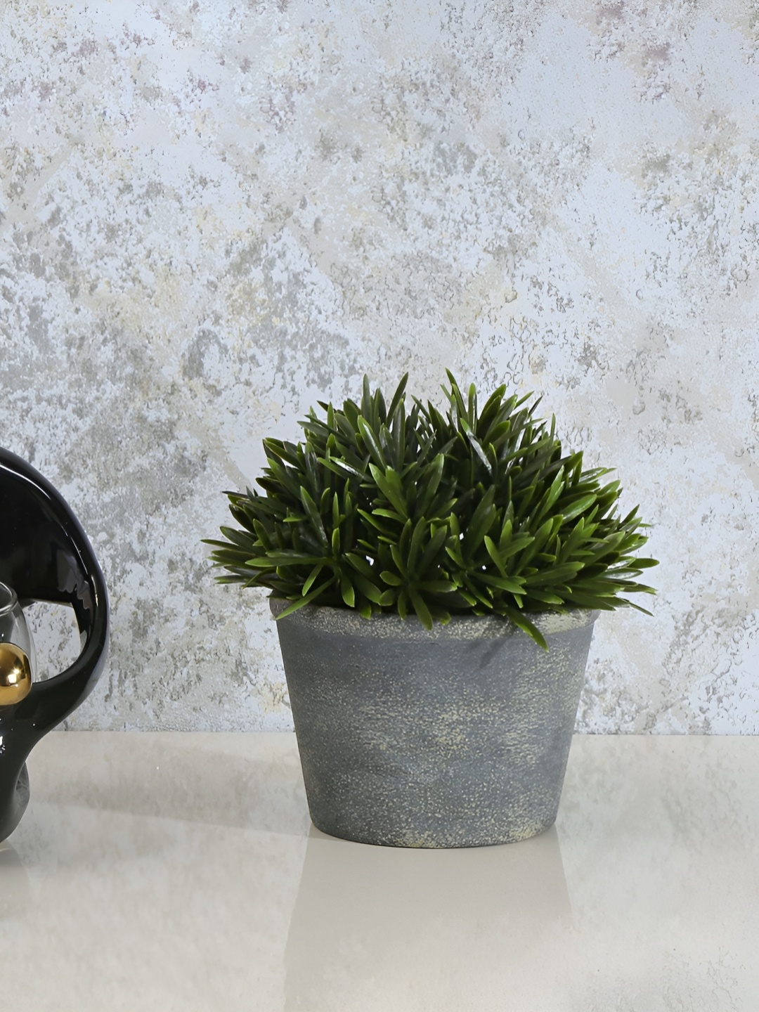 

Athome by Nilkamal Green & Grey Mini Leaf Artificial Plant With Pot