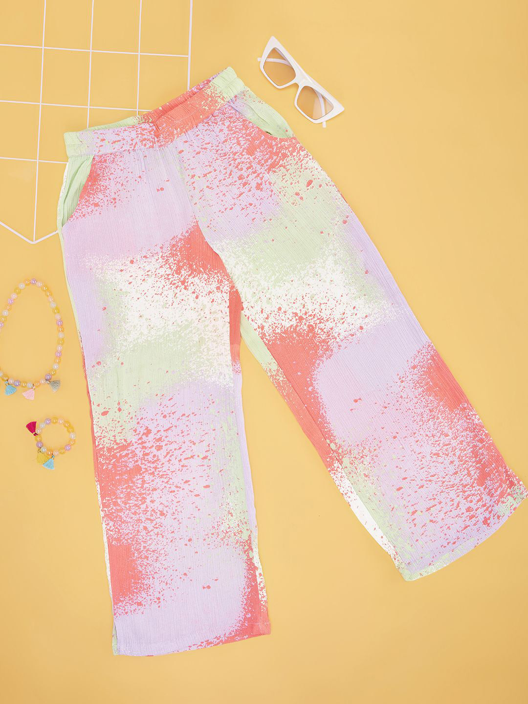 

Pantaloons Junior Girls Abstract Printed Trousers, Cream