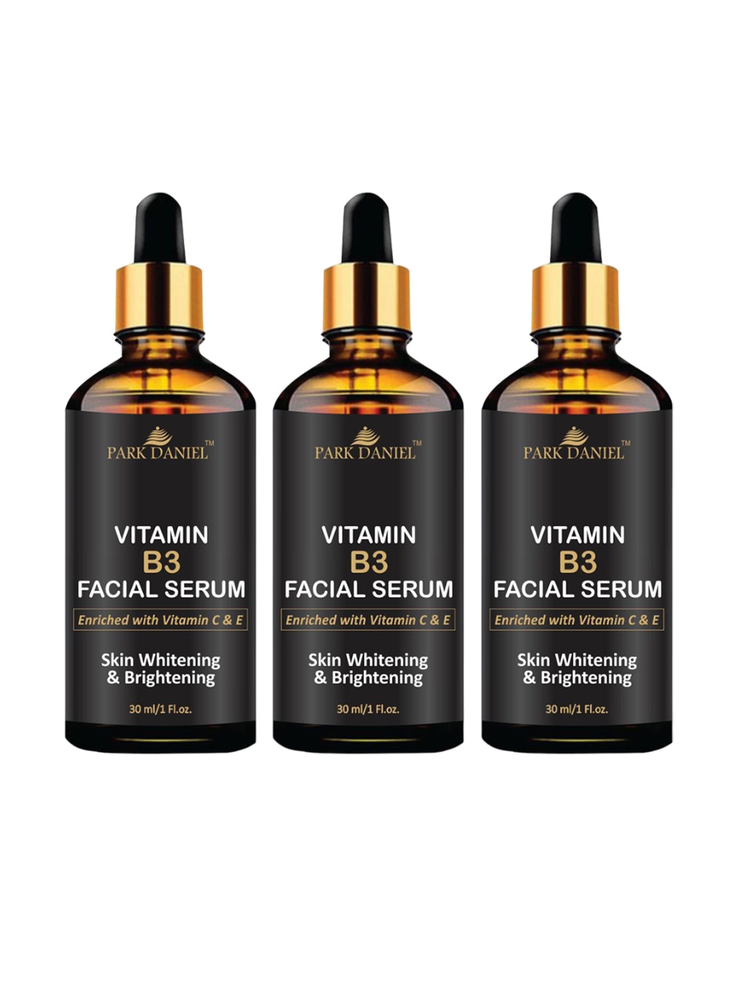 

Park Daniel Set Of 3 Vitamin B3 Facial Serum 30 ml Each, Gold