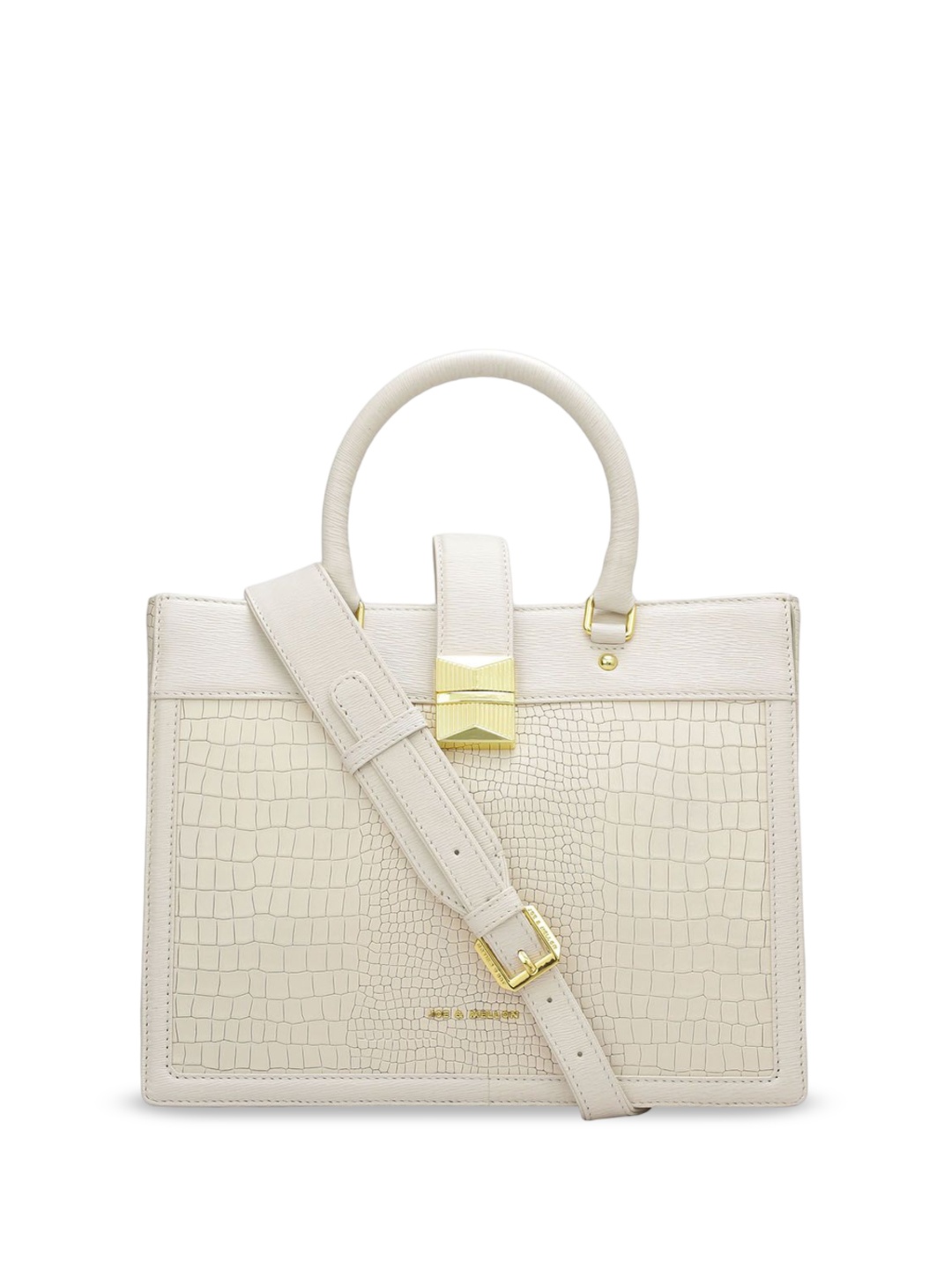 

Joe & Mellon Women Textured Leather Structured Handheld Bag with Quilted, White