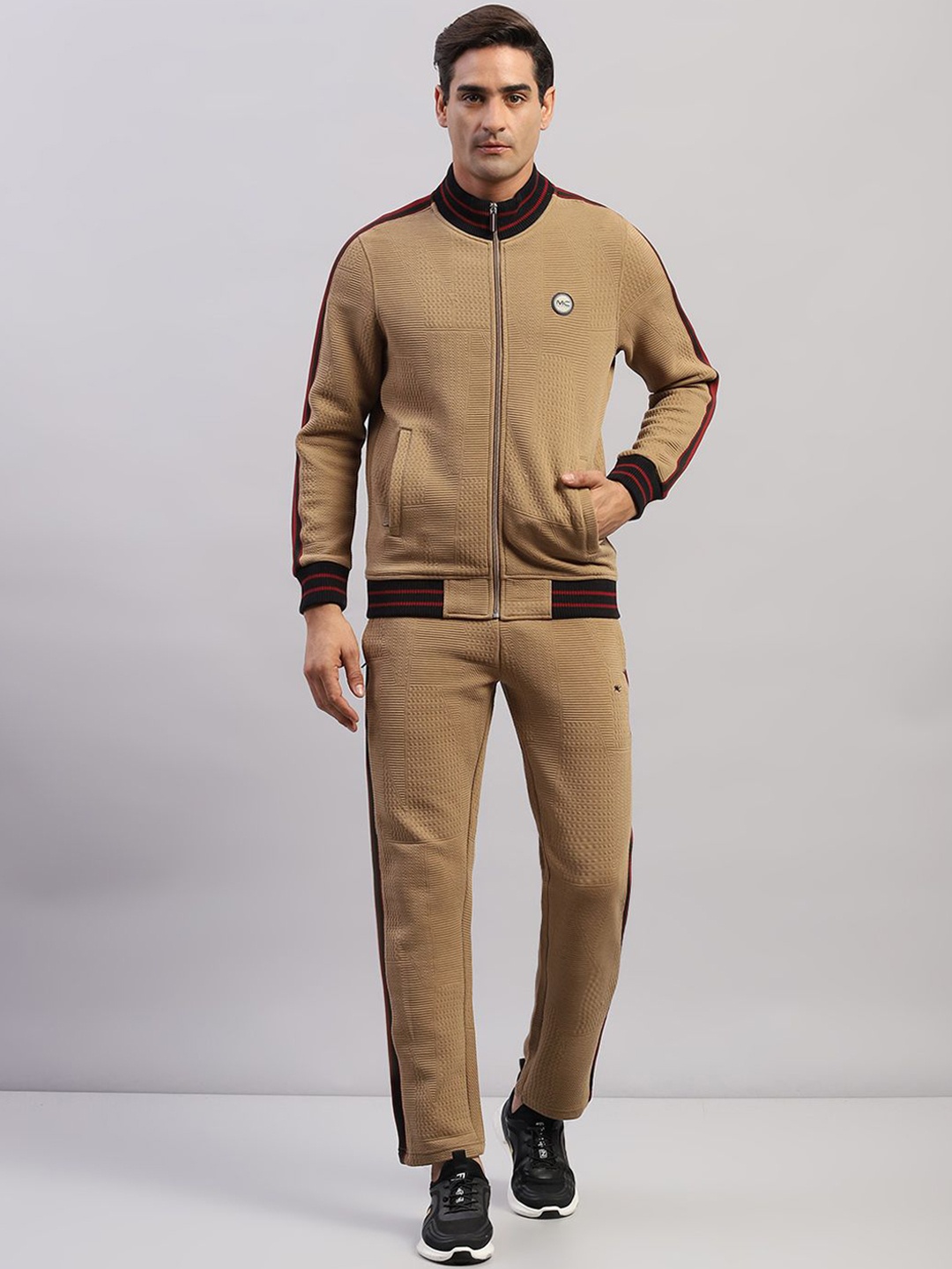 

Monte Carlo Self Design Mock Neck Tracksuit, Brown