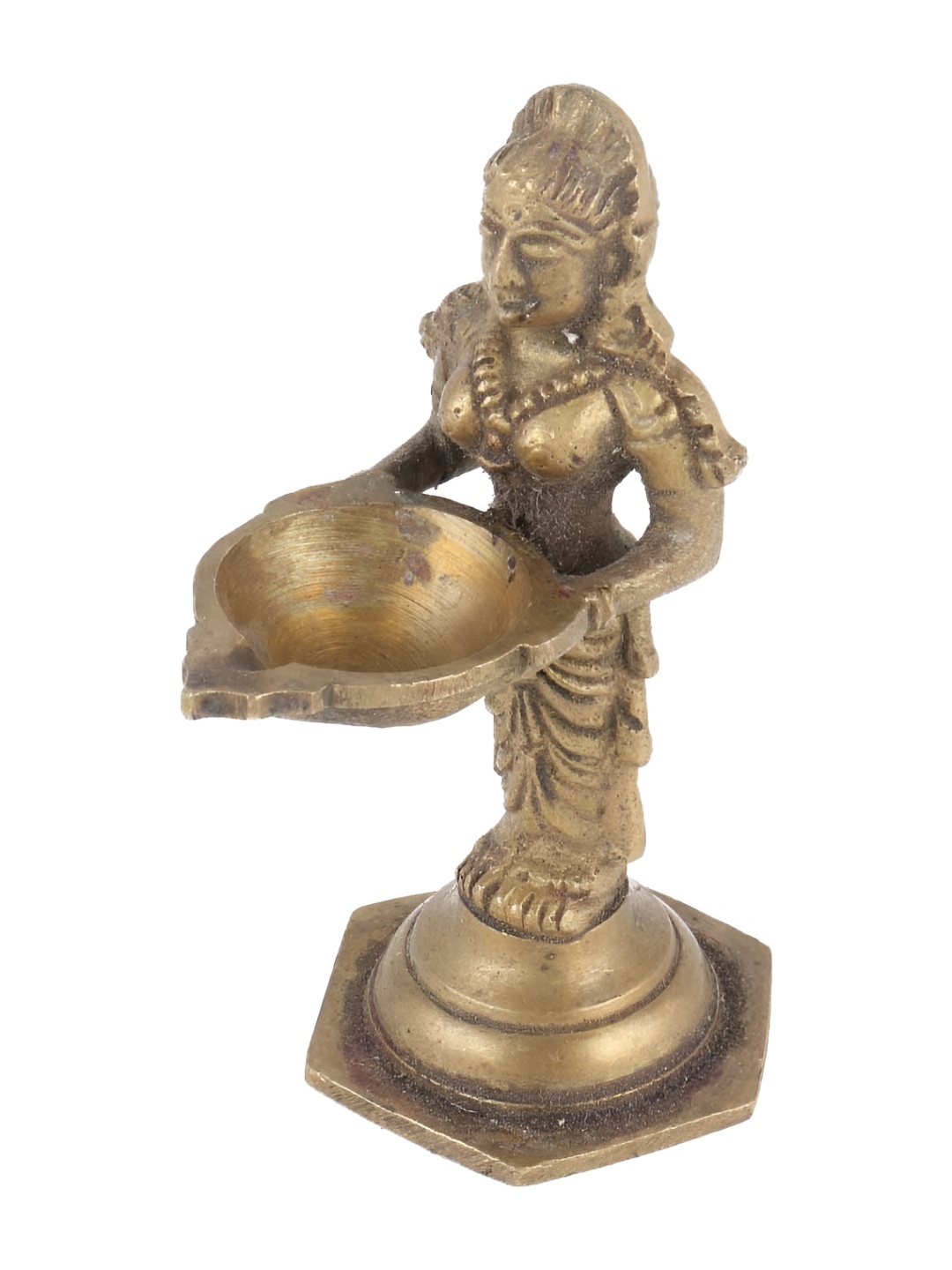 

Indianshelf Gold-Toned Textured Idol Brass Diya Pooja Essentials