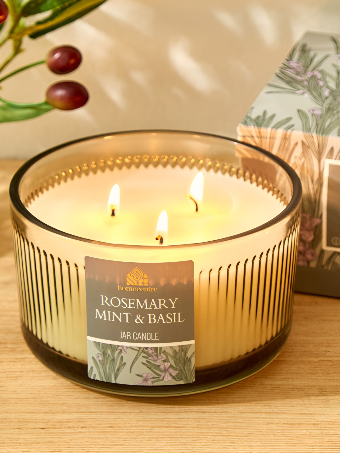 

Home Centre Utopia Green and Transparent Rosemary Mint and Basil Scented Jar Candle