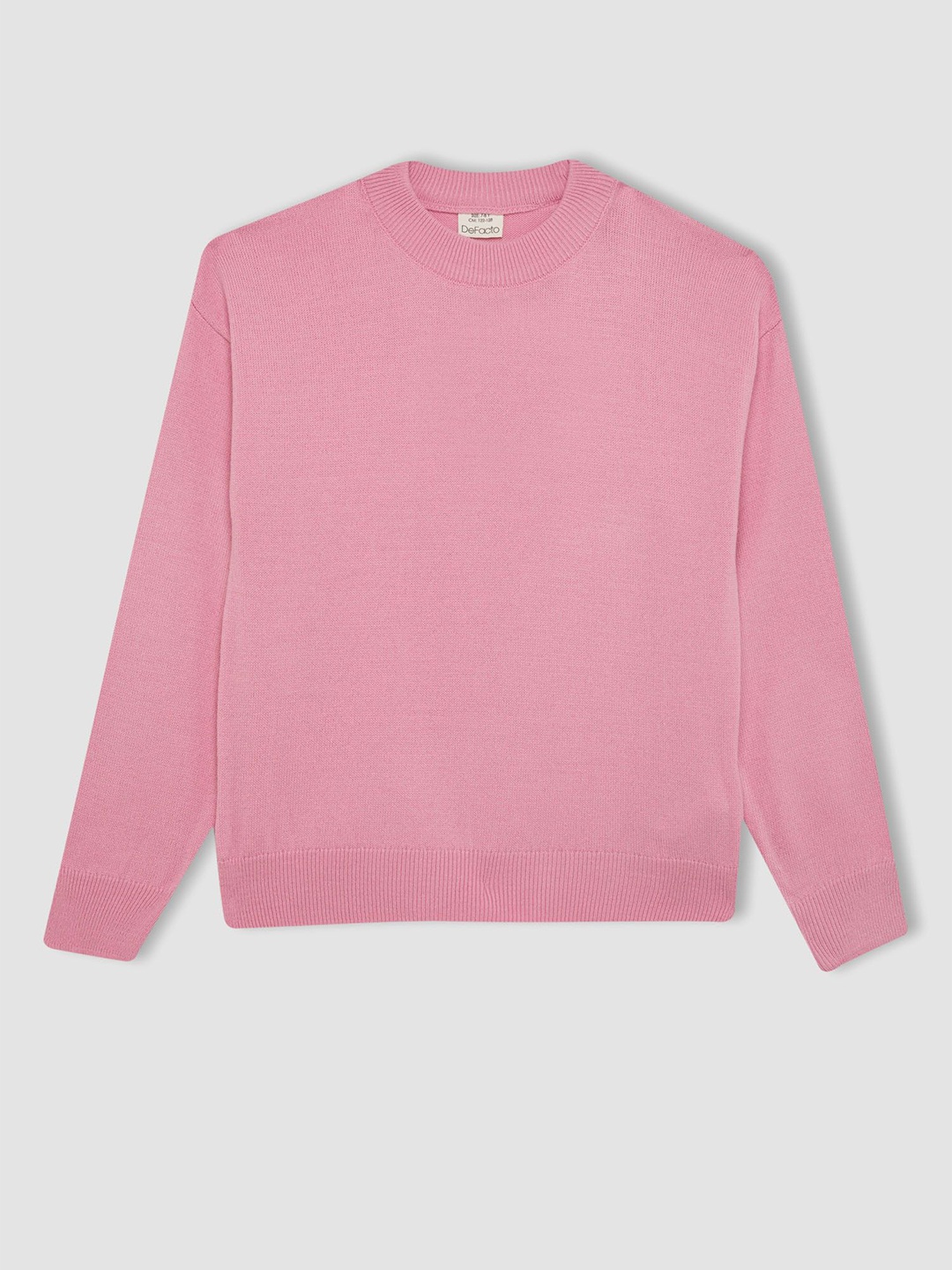 

DeFacto Girls Round Neck Ribbed Sweatshirt, Pink