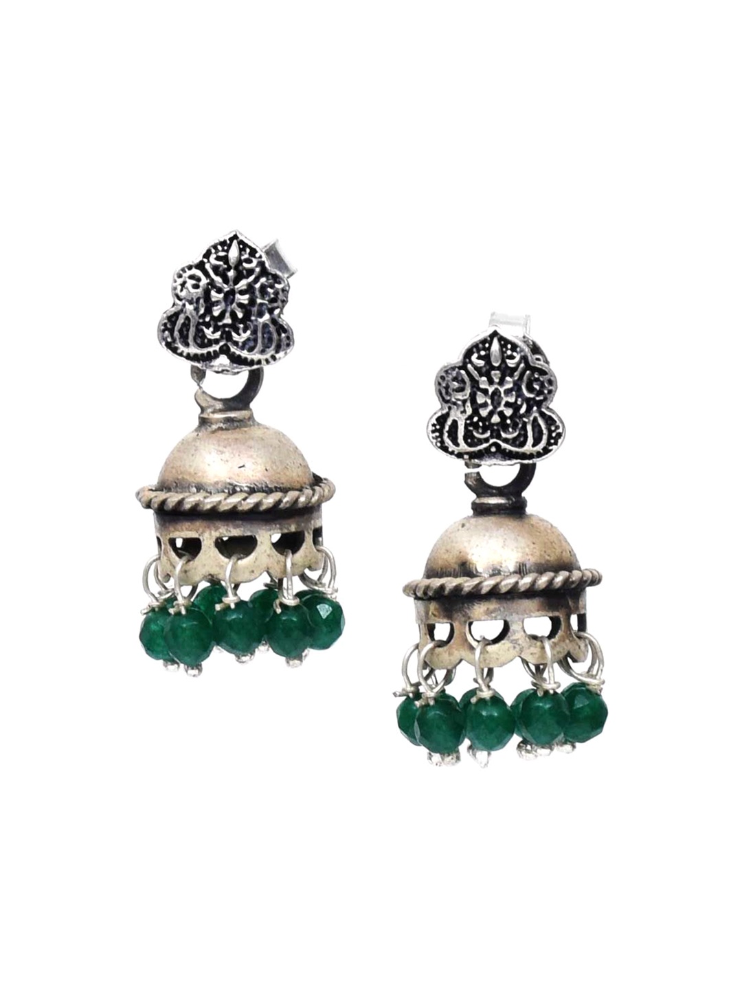 

Indianshelf 92.5 Sterling Silver Artificial Beads Studded Contemporary Jhumkas