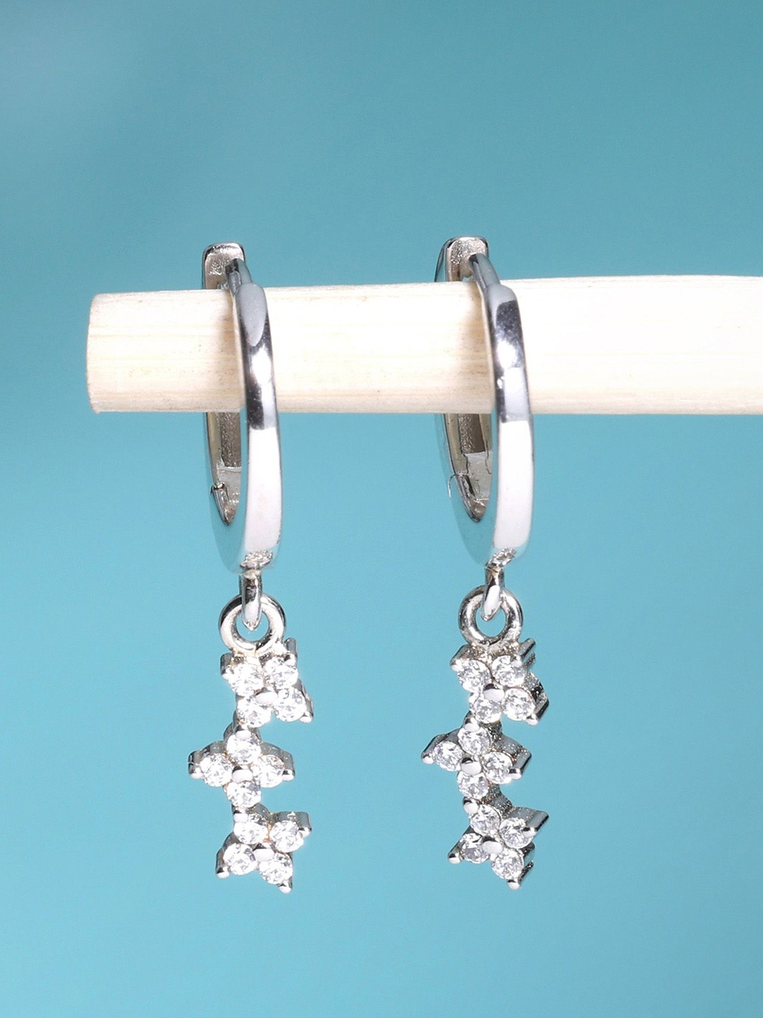 

DEESSA 925 Sterling Silver Artificial Stones Hoop Earrings