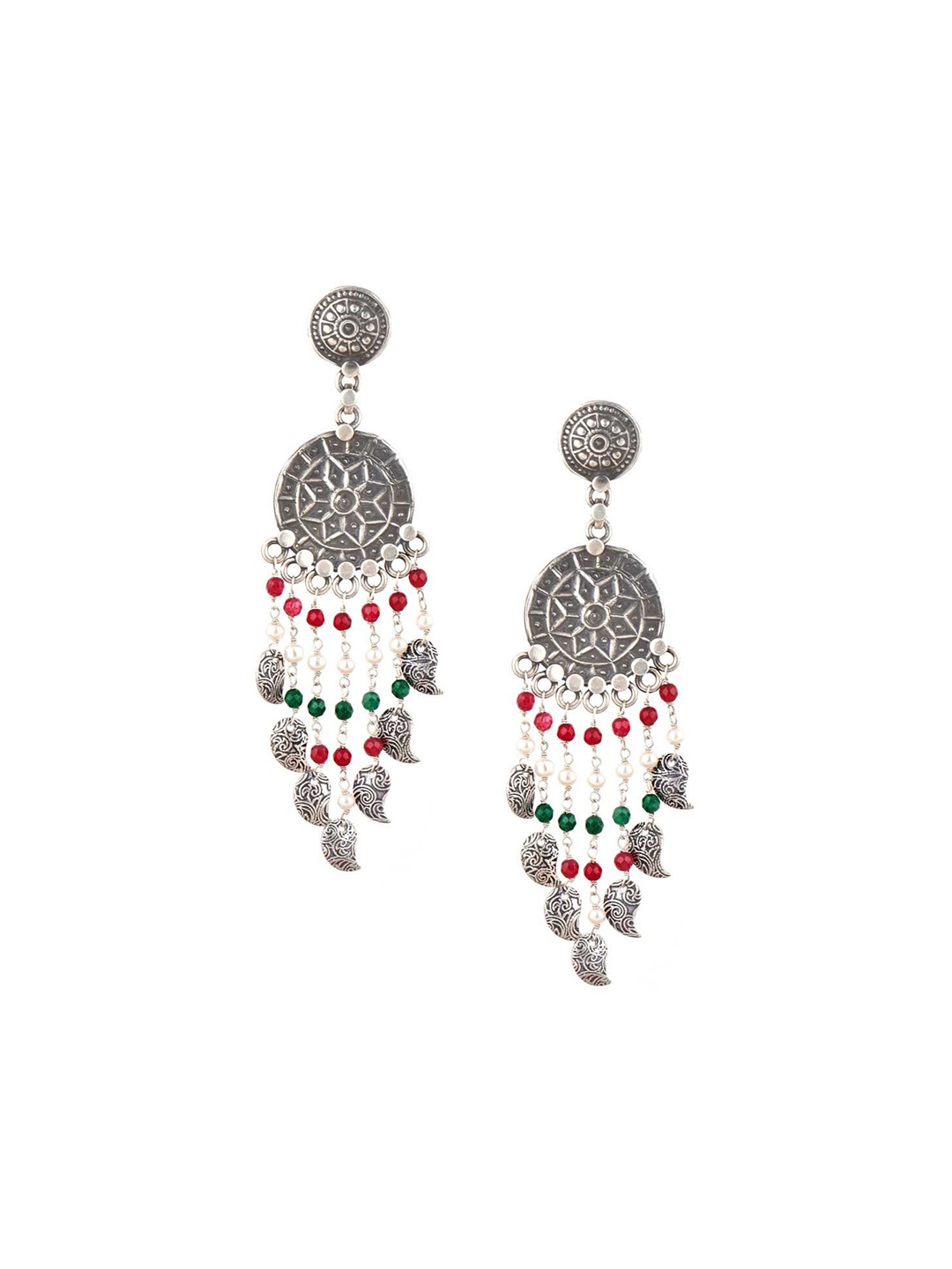 

Indianshelf 92.5 Sterling Silver Artificial Beads Drop Earrings