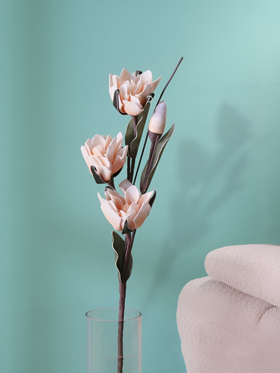 

Athome by Nilkamal White & Brown Lotus Artificial Flowers