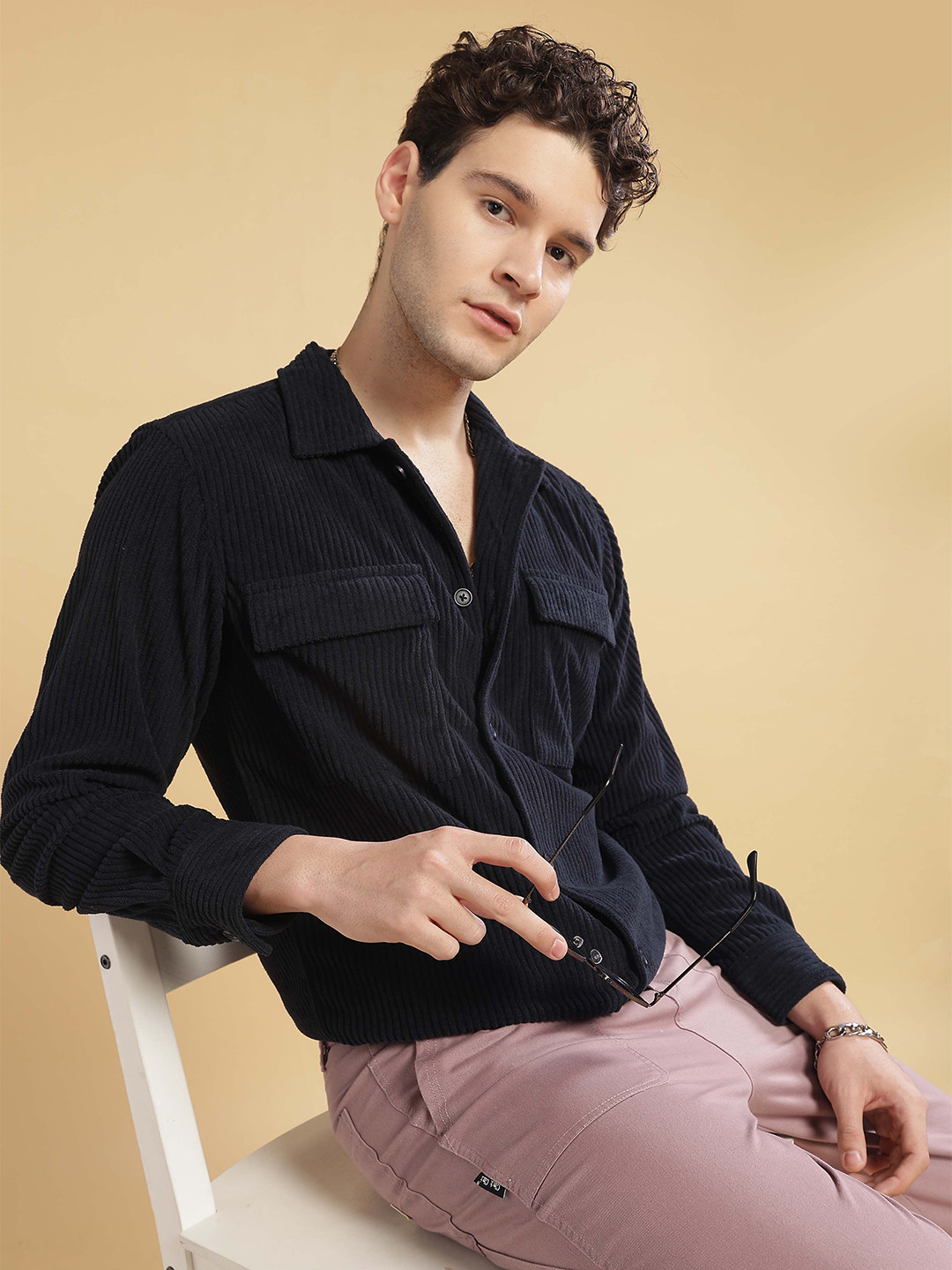 

HERE&NOW Men Opaque Casual Shirt, Black
