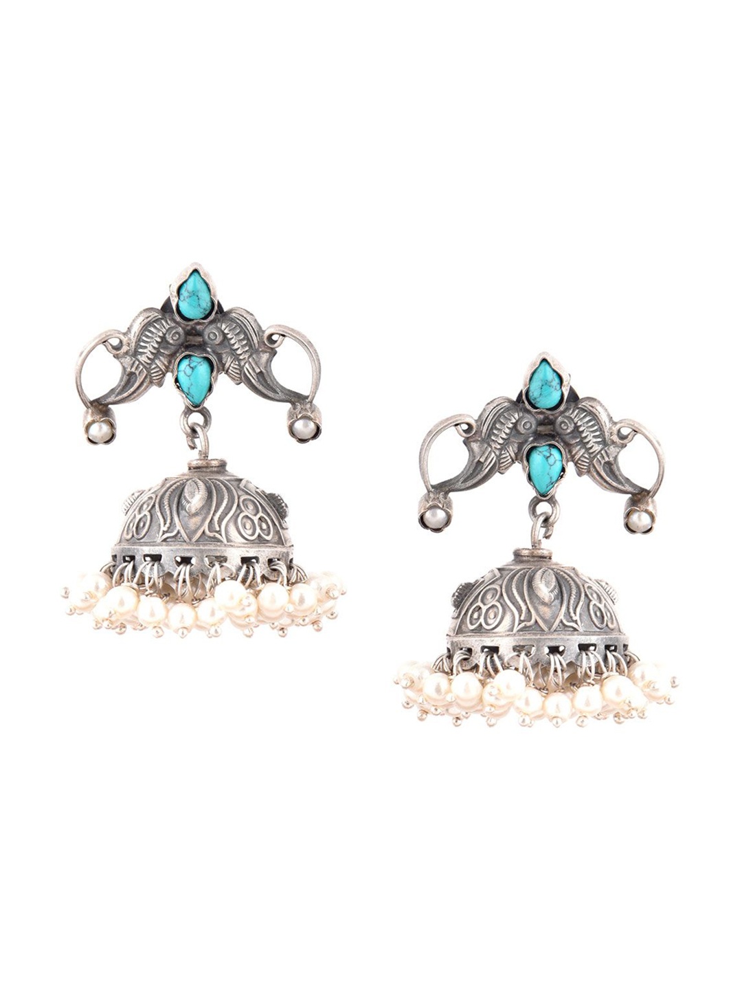 

Indianshelf 92.5 Sterling Silver Contemporary Jhumkas Earrings