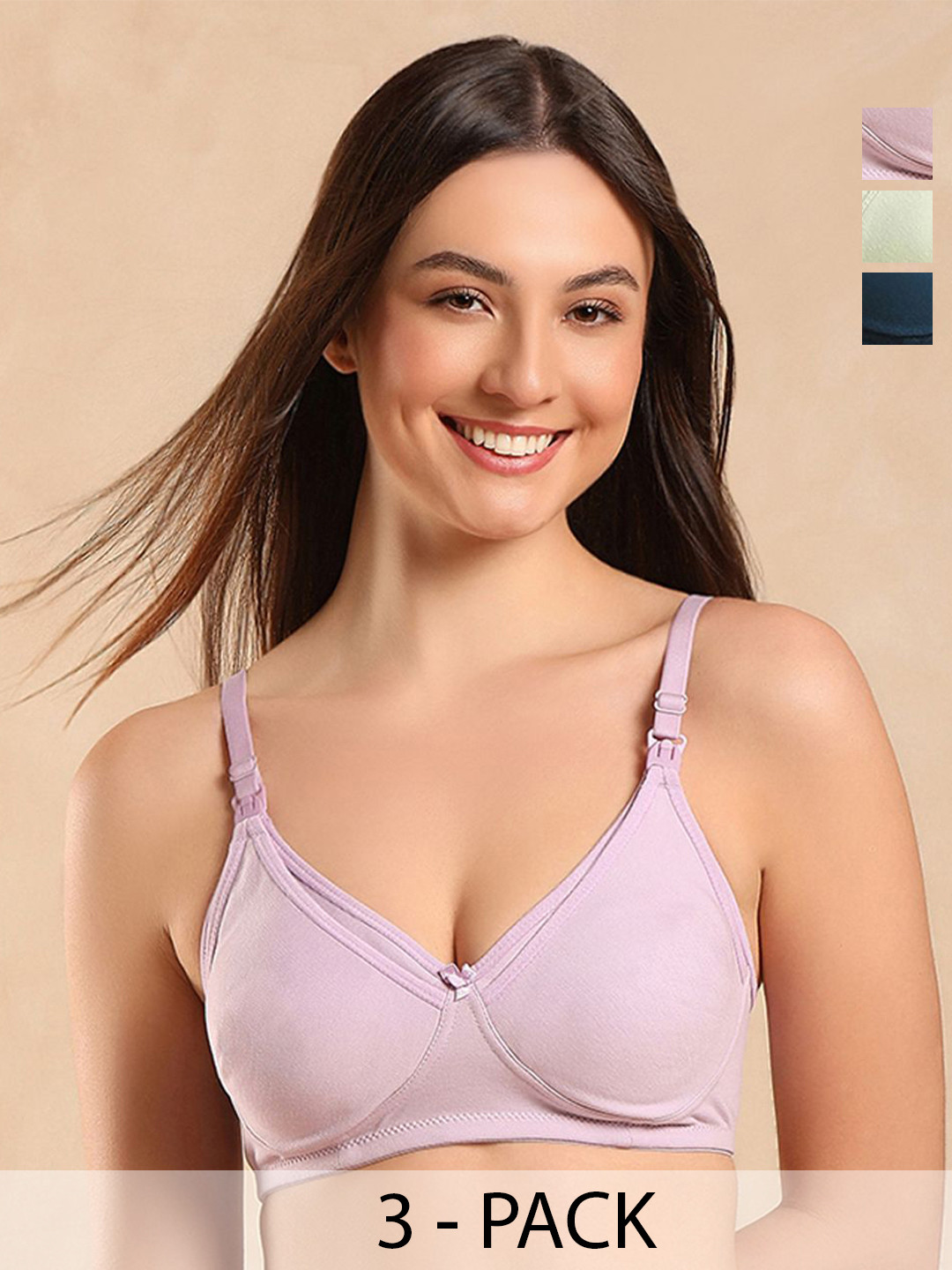 

Aanyor Pack of 3 Full Coverage Maternity Bra, Purple