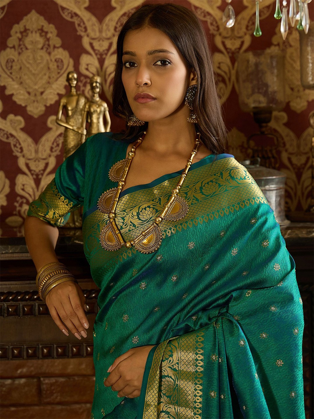 

Dori Woven Design Zari Banarasi Saree, Green