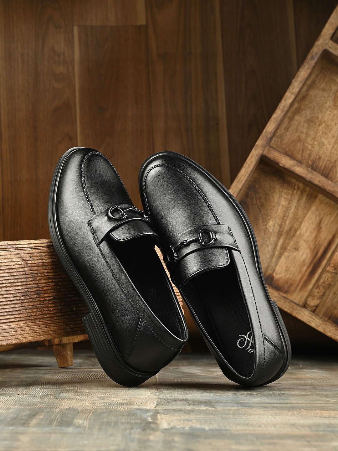 

House of Pataudi Men Solid Formal Loafers, Black