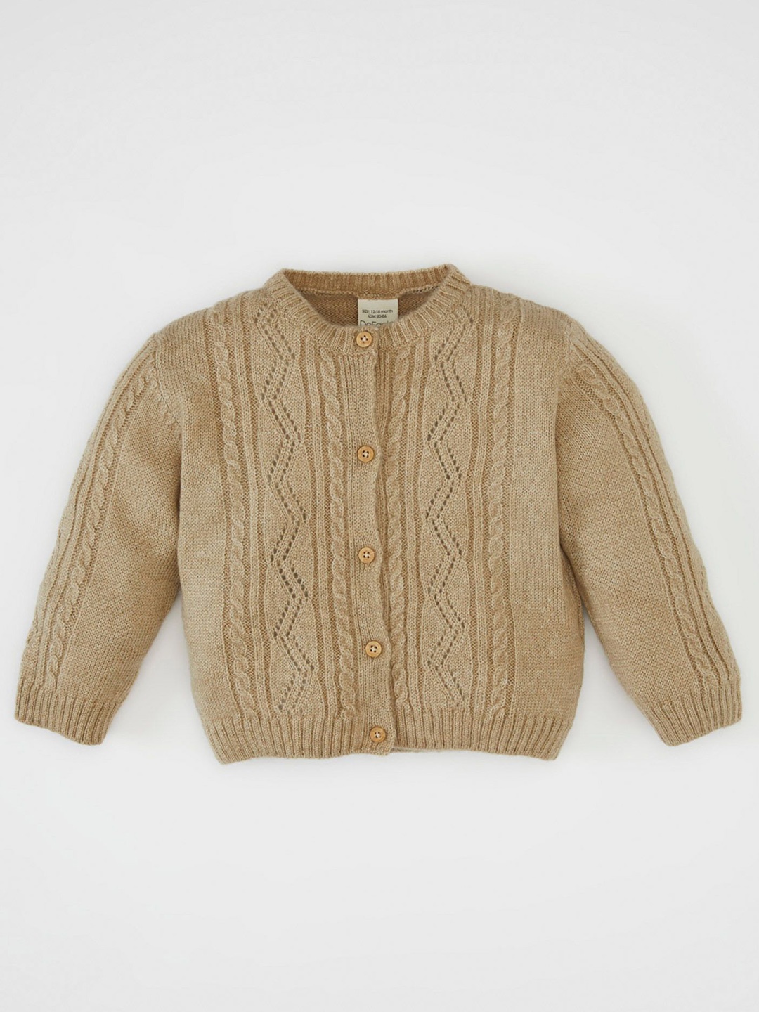 

DeFacto Girls Cable Knit Cardigan, Beige