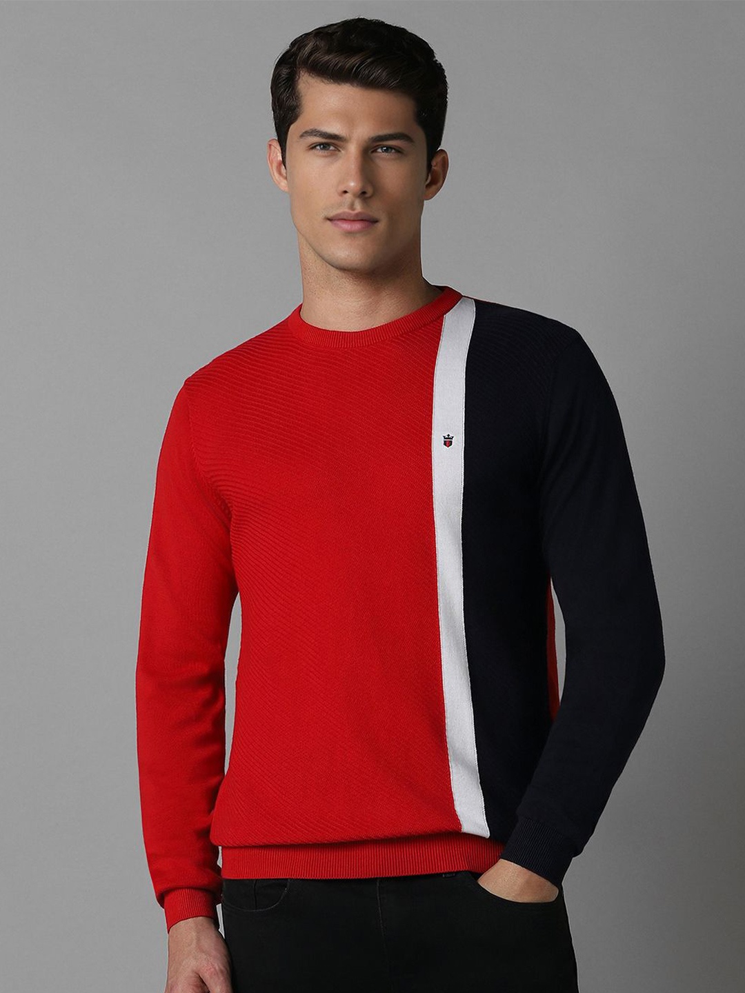 

Louis Philippe Sport Men Colourblocked Pullover, Red