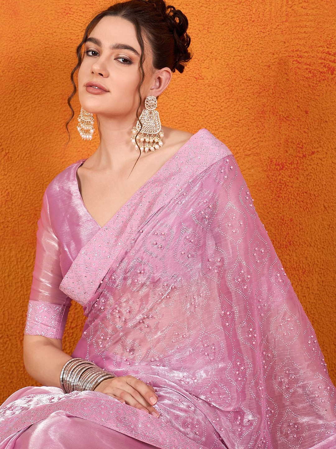 

Sangria Embellished Saree, Pink