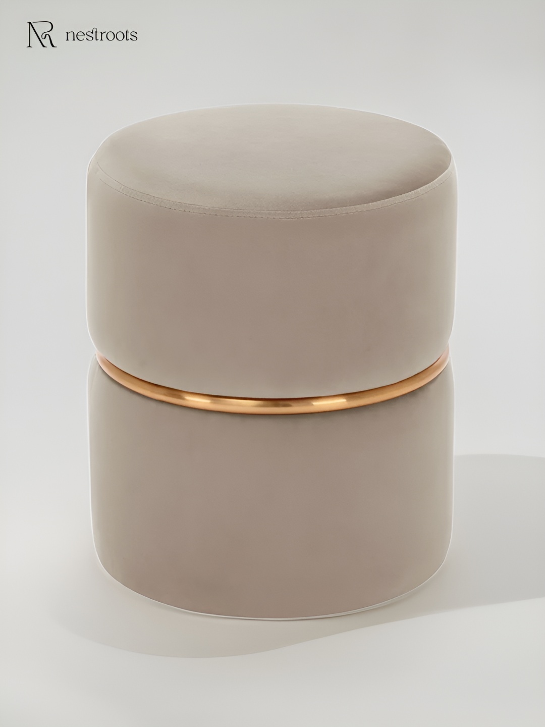 

nestroots Beige Cylindrical Ottoman