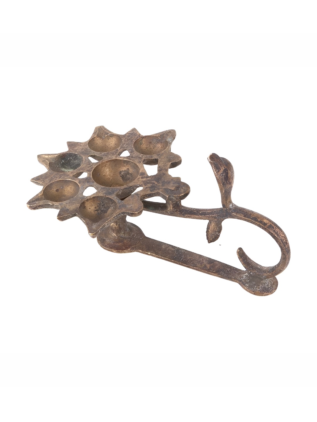 

Indianshelf Gold-Toned Brass Textured Pooja Aarti Diya
