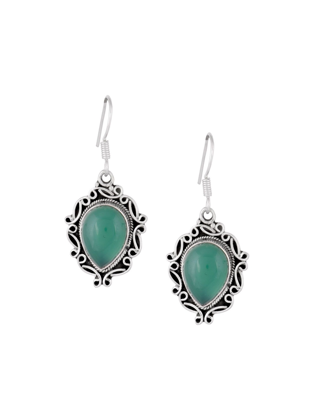 

Indianshelf 92.5 Sterling Silver Stone Studded Drop Earrings