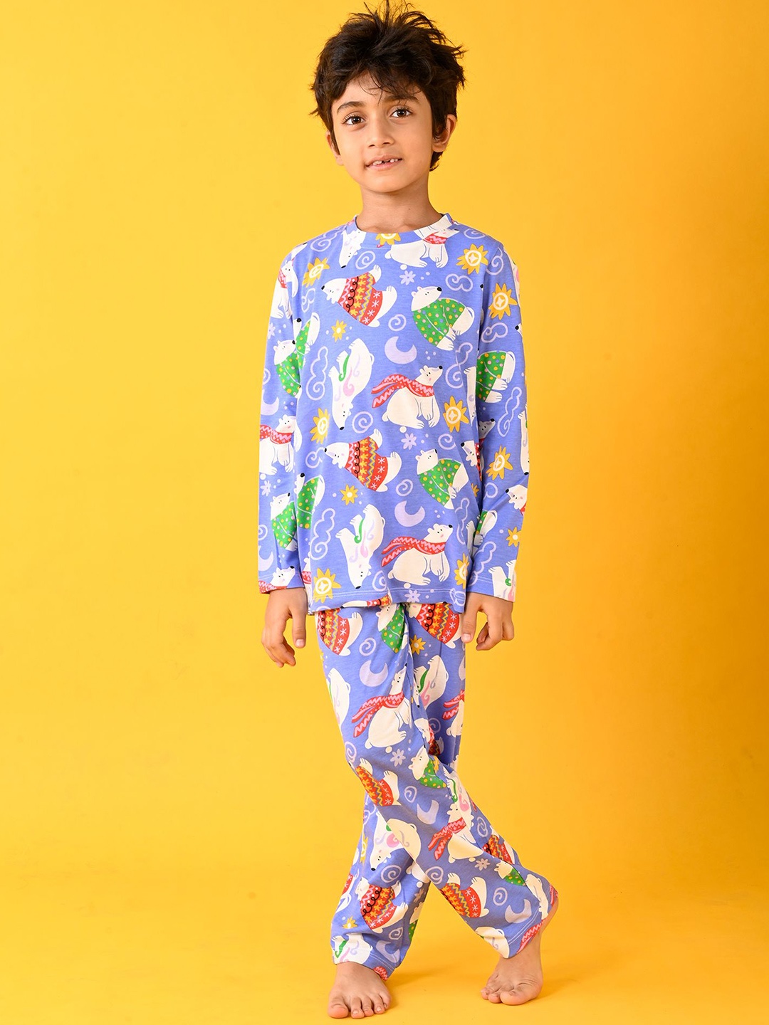 

Anthrilo Boys Printed Night suit, Blue